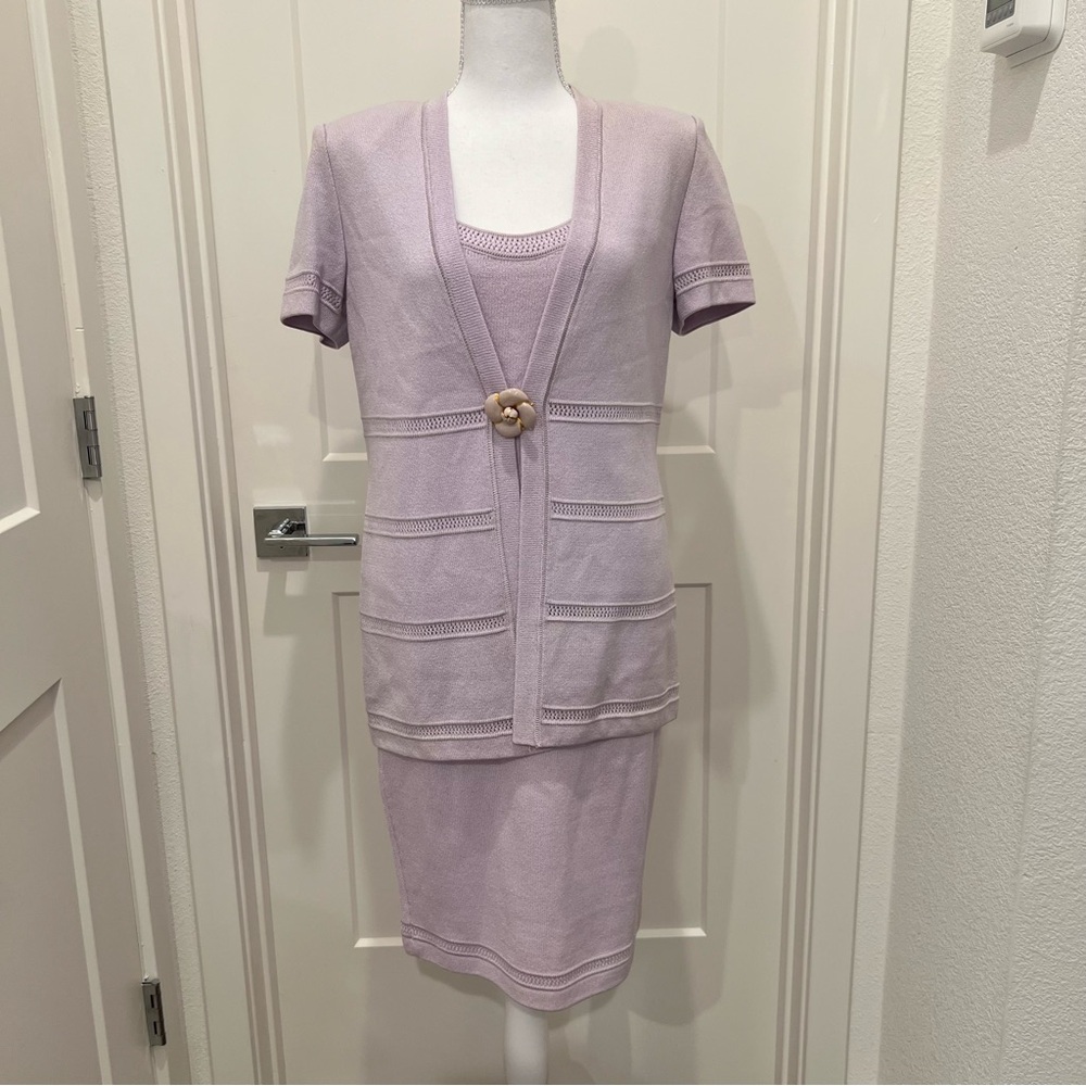 St John Santana Knit Lavender Three Piece Suit Set